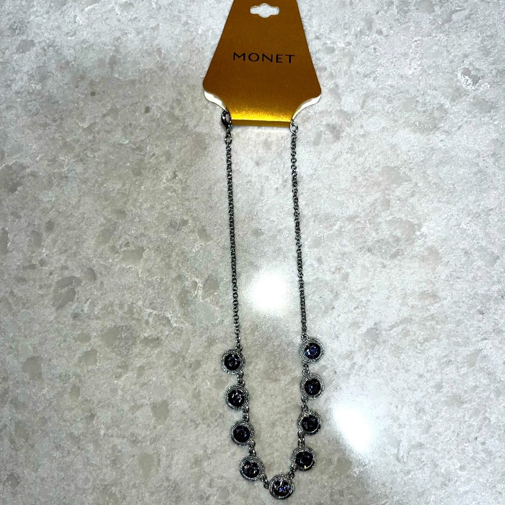 Monet Charcoal grey crystal necklace